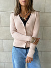 Beige Contour Buttoned Cardigan