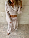 Beige Crinkle Wrap Around Set