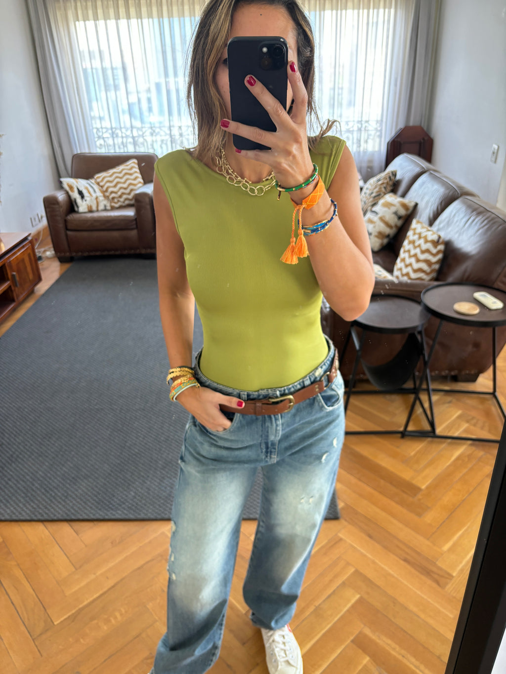 Lime 130 Ribbed Backless Top