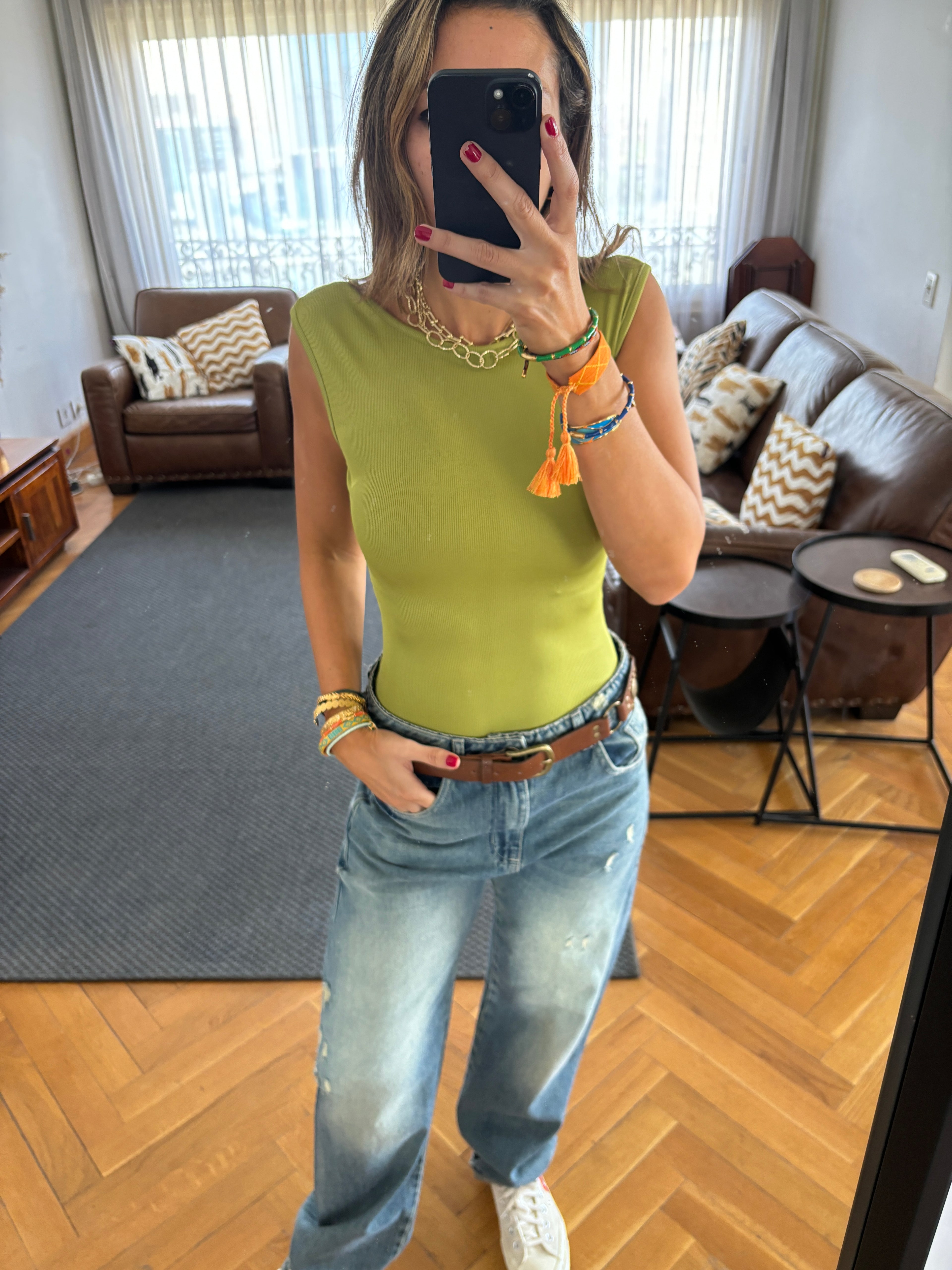 Lime 130 Ribbed Backless Top