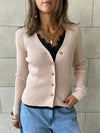 Beige Contour Buttoned Cardigan
