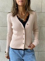 Beige Contour Buttoned Cardigan
