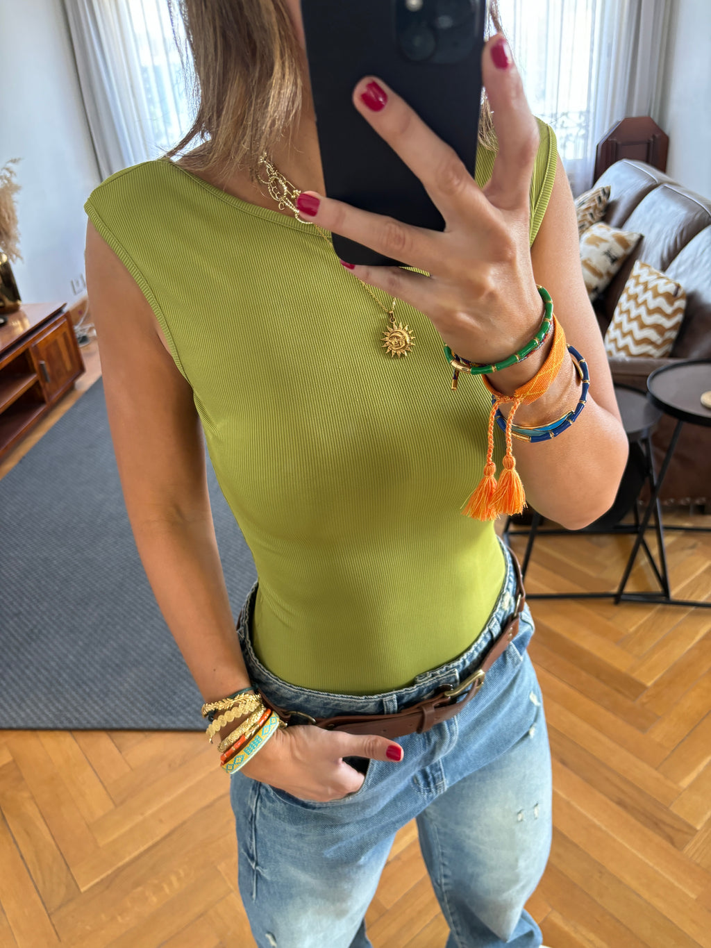 Lime 130 Ribbed Backless Top