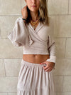 Beige Crinkle Wrap Around Set