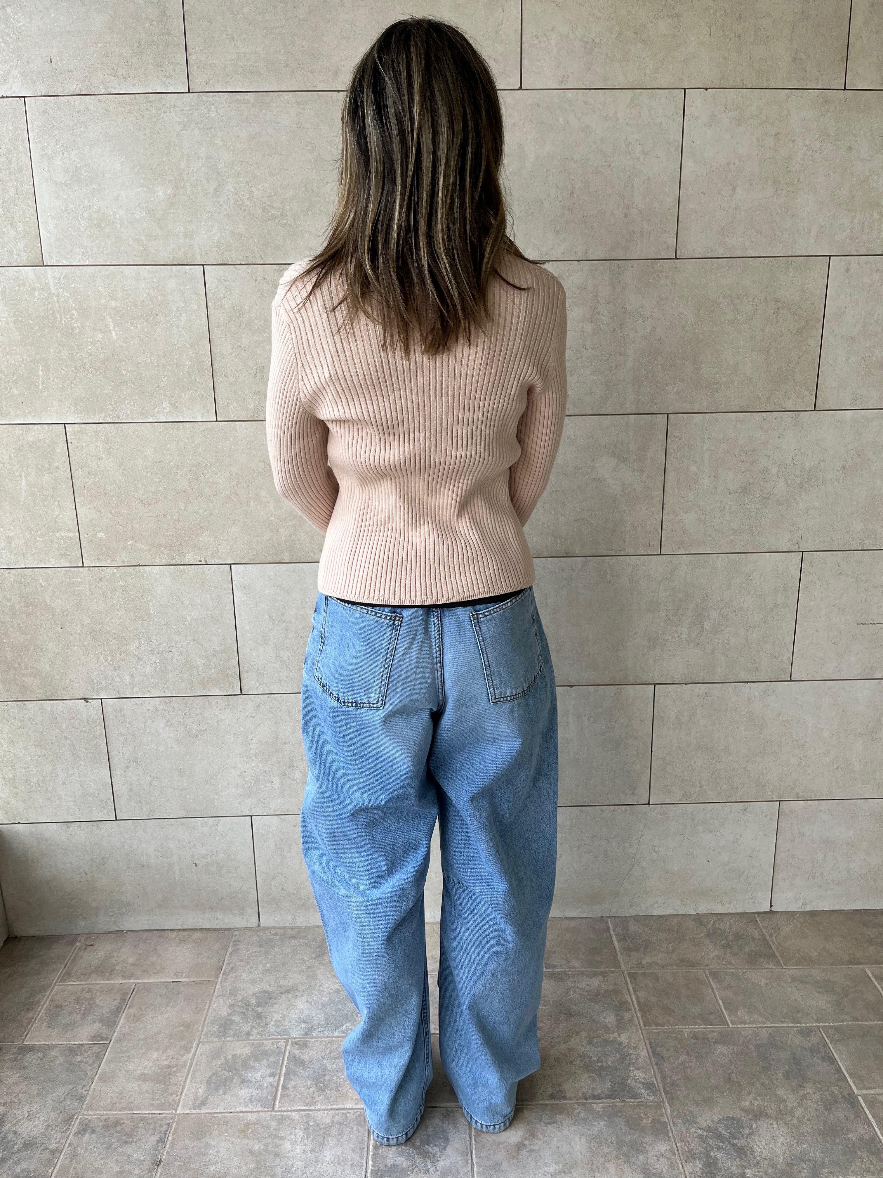 Beige Contour Buttoned Cardigan