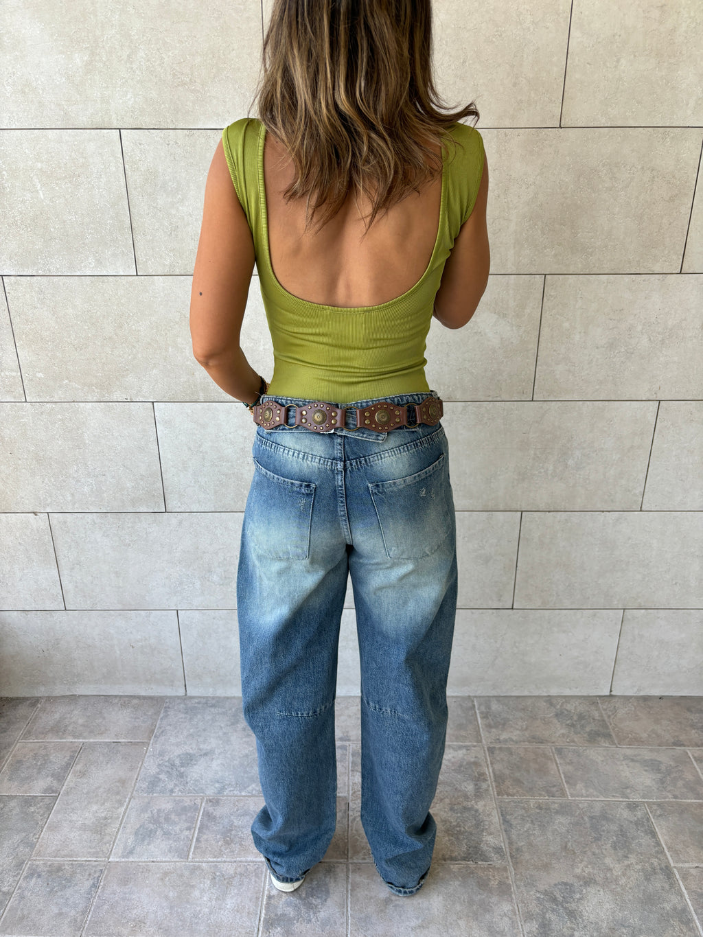 Lime 130 Ribbed Backless Top