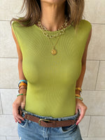 Lime 130 Ribbed Backless Top