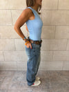 Baby Blue 130 Ribbed Backless Top