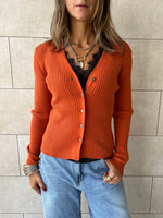 Rust Contour Buttoned Cardigan