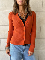 Rust Contour Buttoned Cardigan