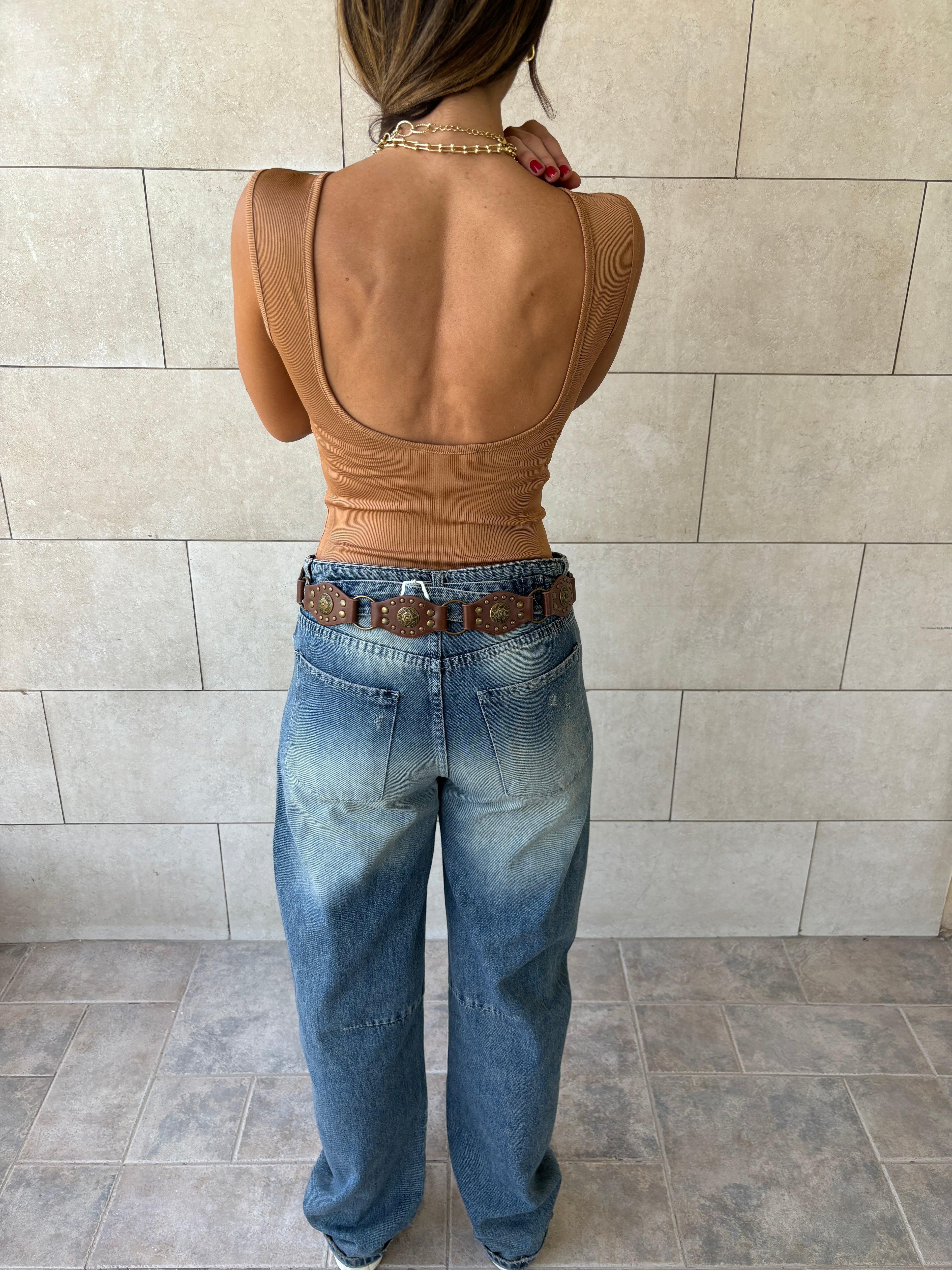 Cafe 130 Ribbed Backless Top