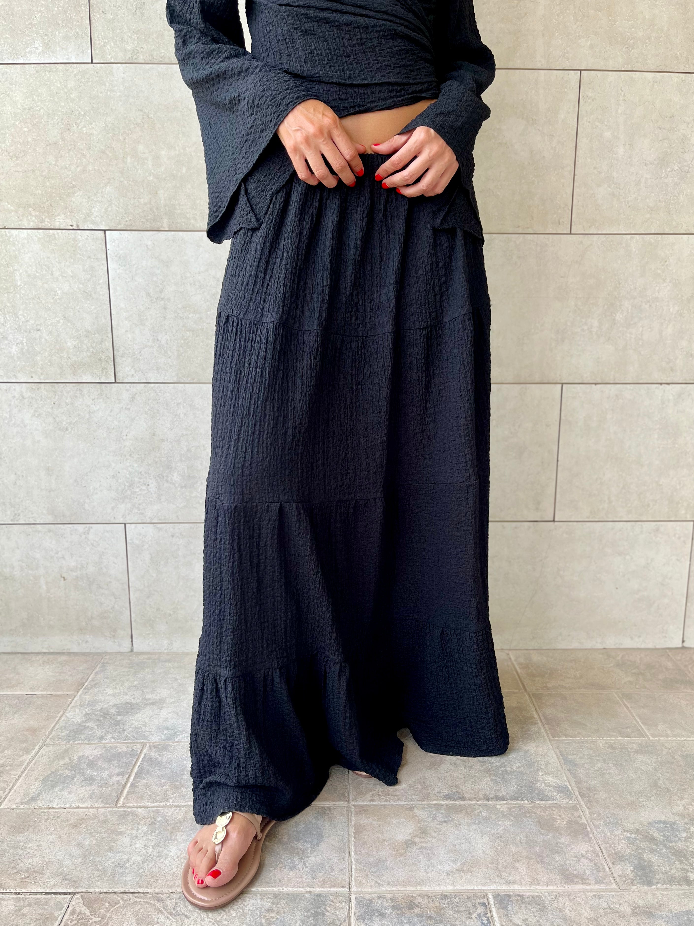 Black Crinkle Wrap Around Set