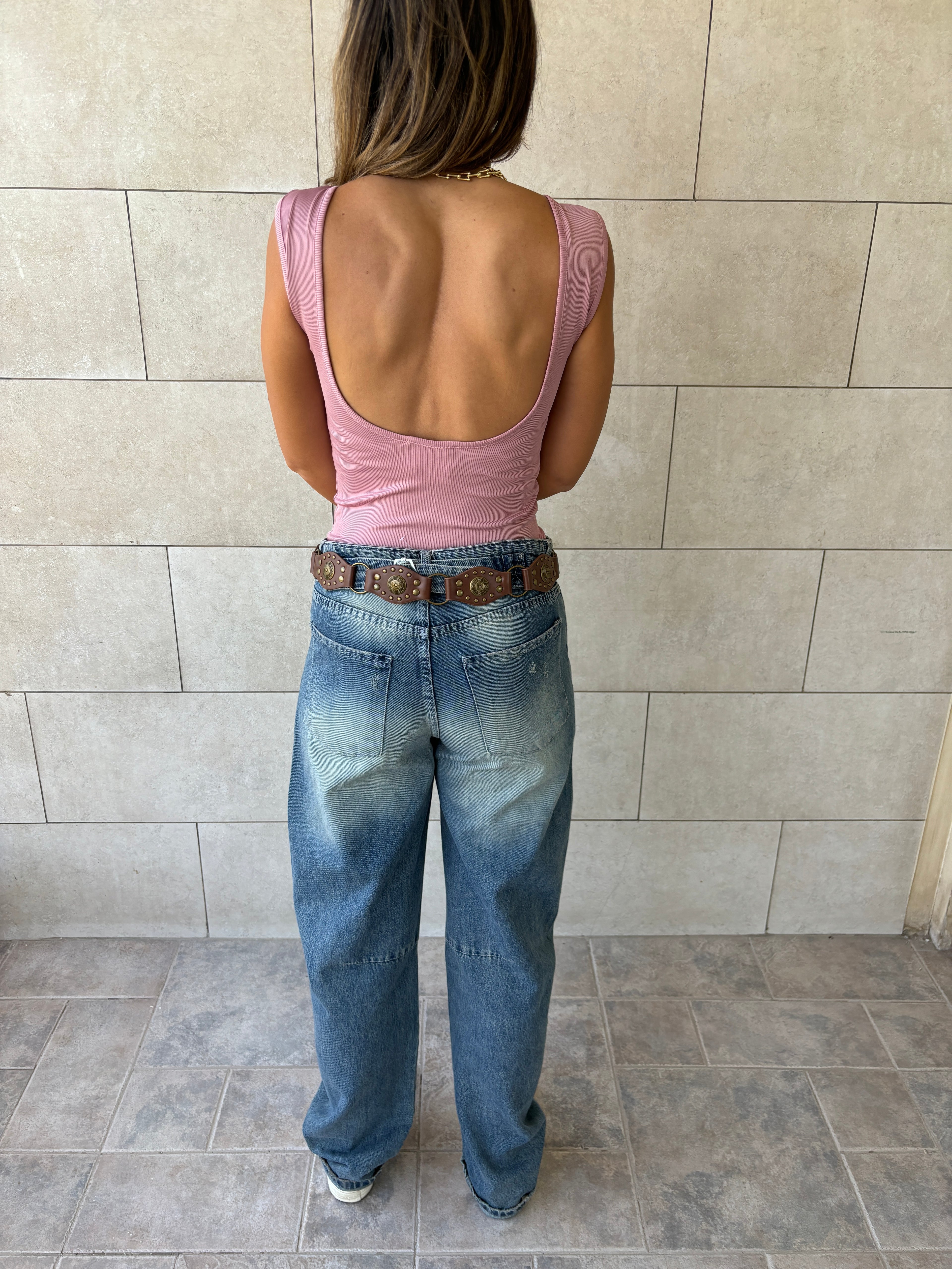 Blush 130 Ribbed Backless Top