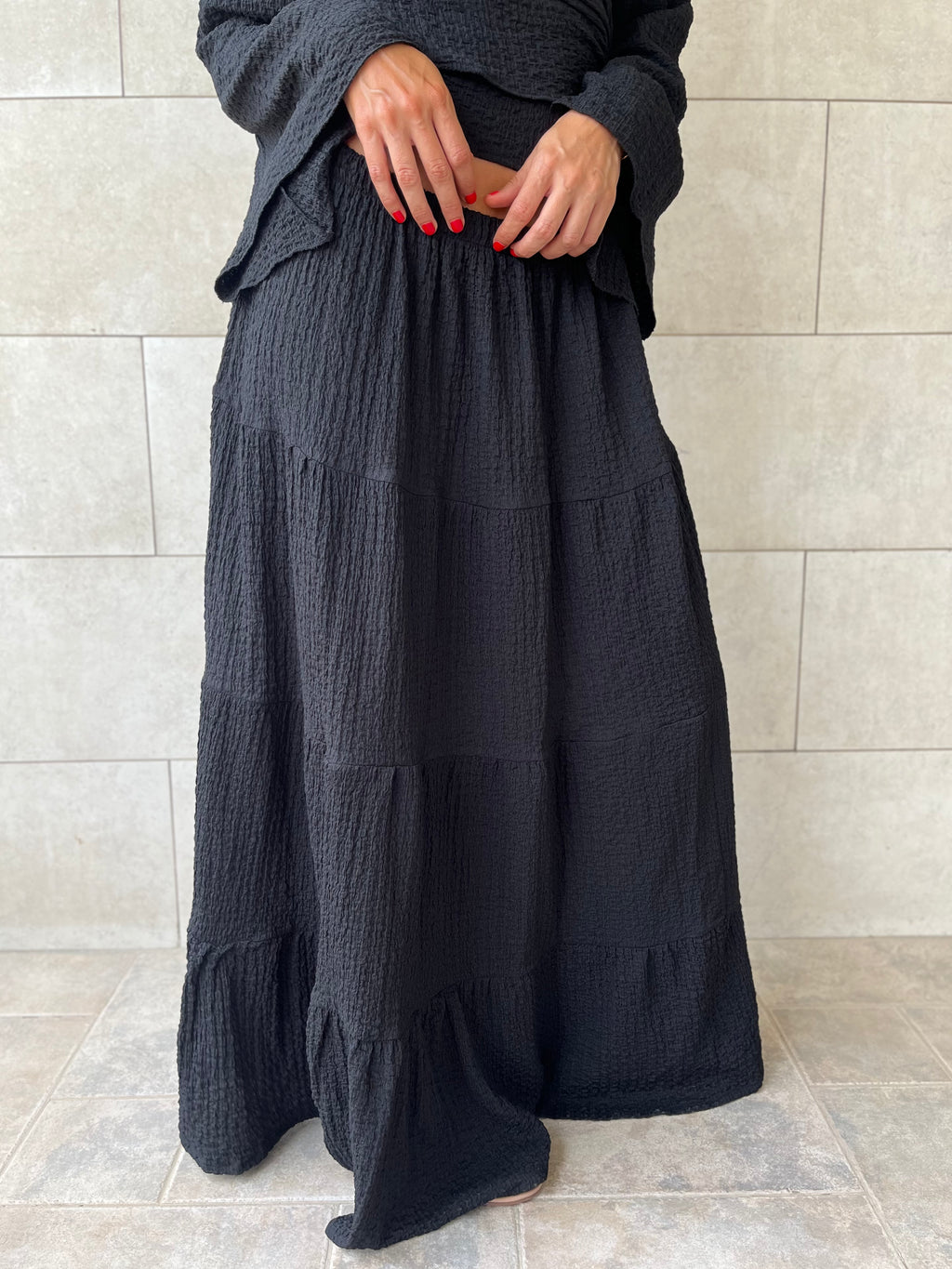 Black Crinkle Wrap Around Set