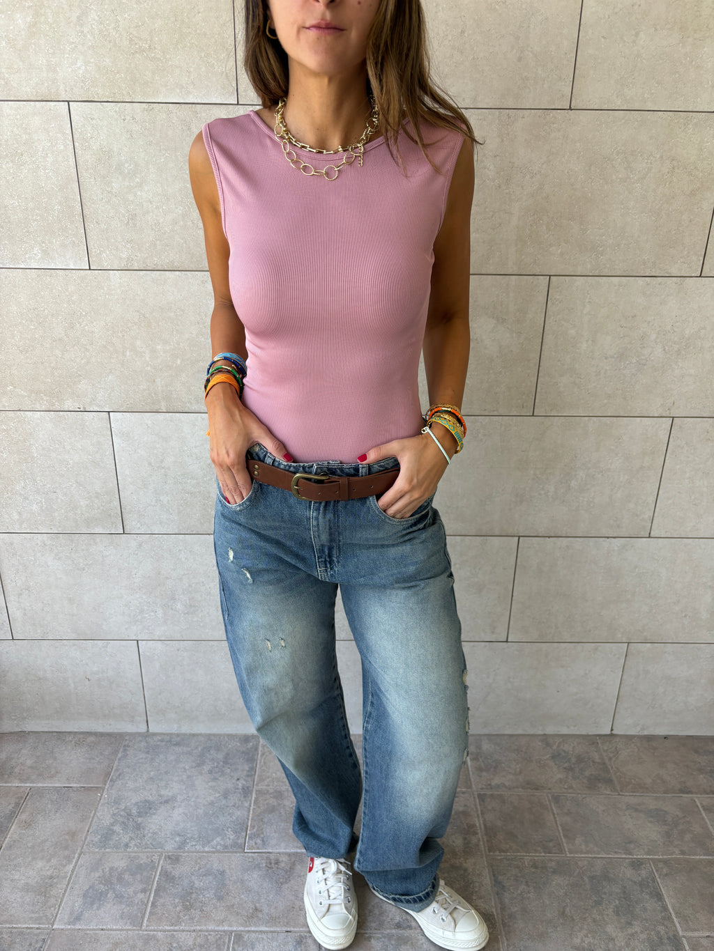 Blush 130 Ribbed Backless Top