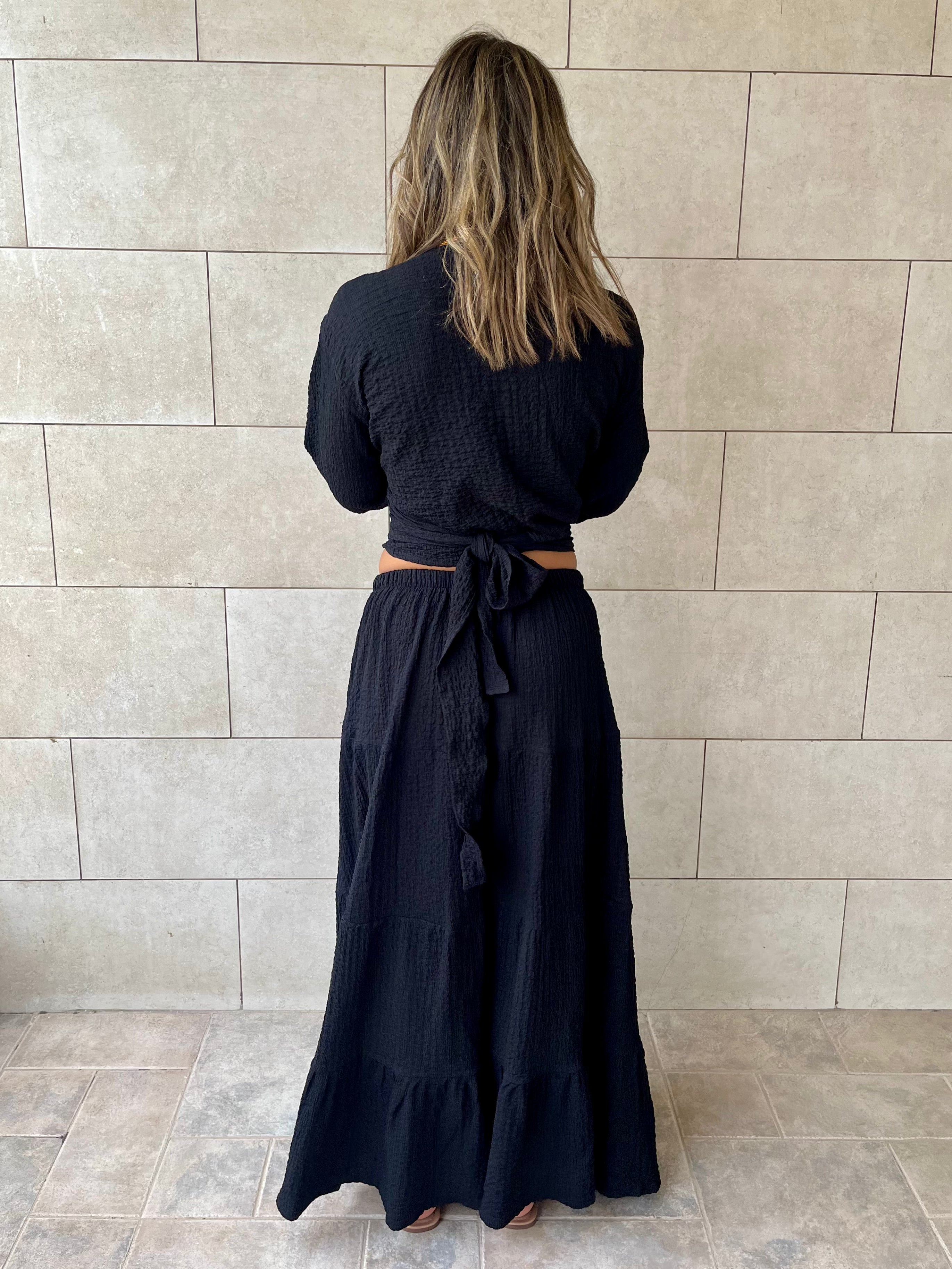 Black Crinkle Wrap Around Set