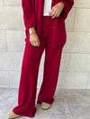 Burgundy V Buttons Knit Set