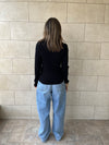 Black Contour Buttoned Cardigan