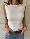 PREORDER White 130 Ribbed Backless Top