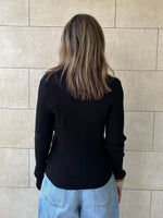 Black Contour Buttoned Cardigan