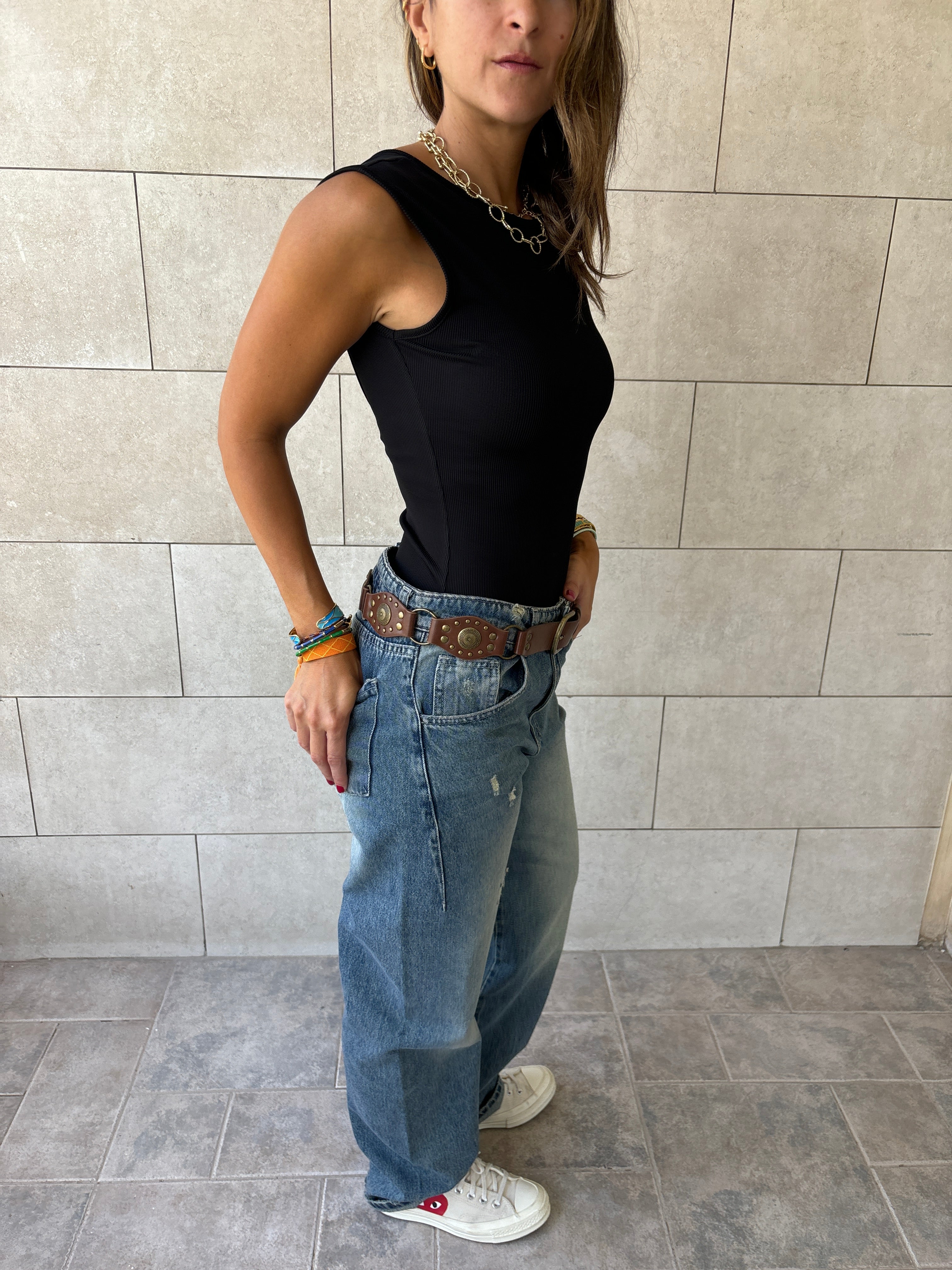 Black 130 Ribbed Backless Top