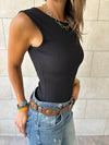 Black 130 Ribbed Backless Top