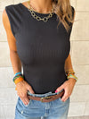 Black 130 Ribbed Backless Top