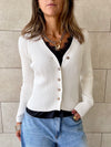 White Contour Buttoned Cardigan