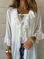 White Romantic Ruffle Kimono