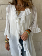White Romantic Ruffle Kimono