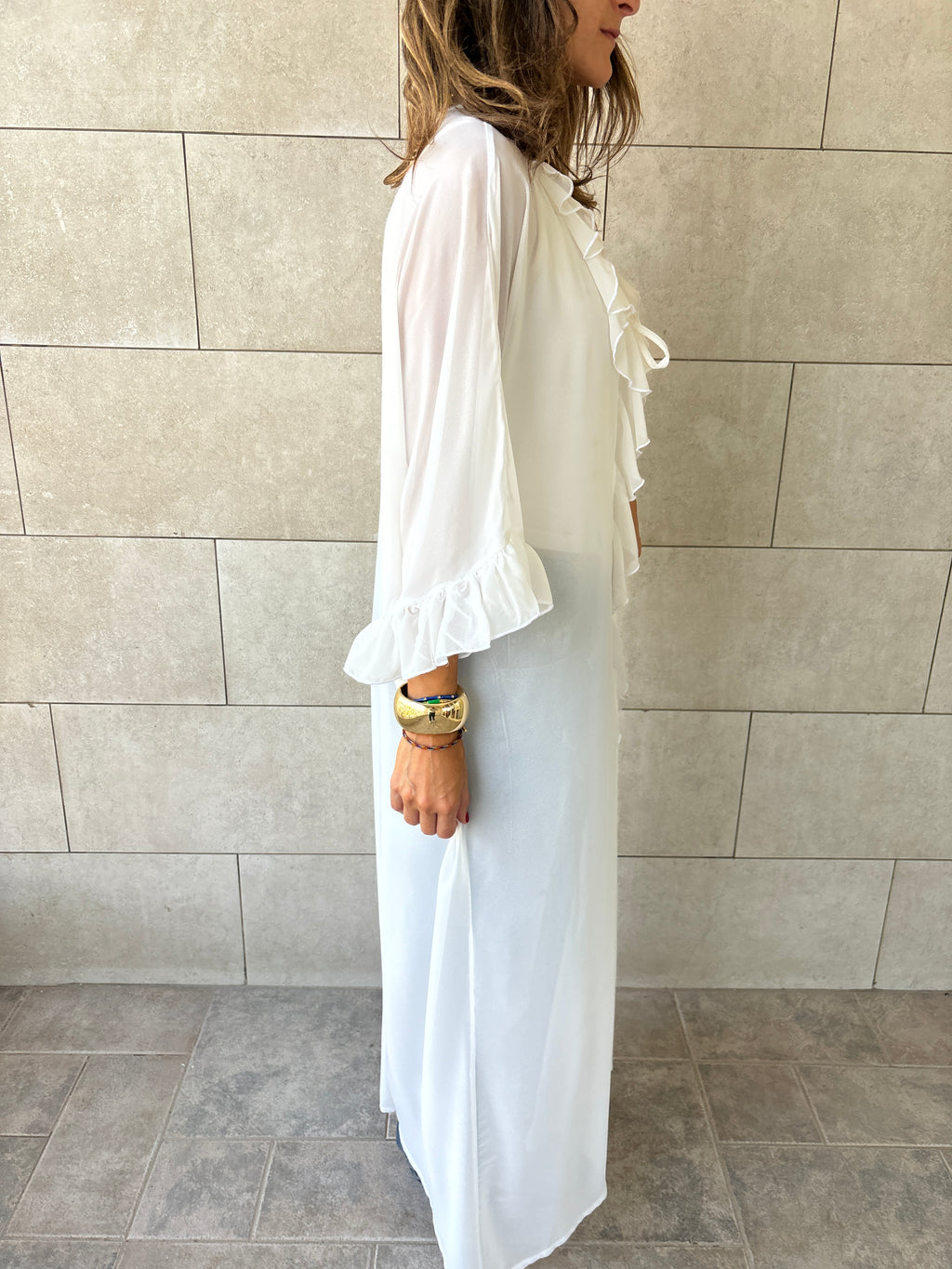 White Romantic Ruffle Kimono