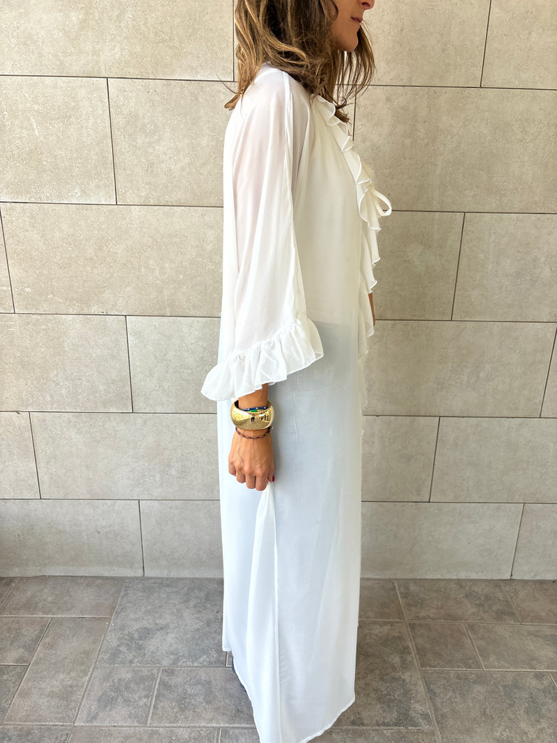 White Romantic Ruffle Kimono