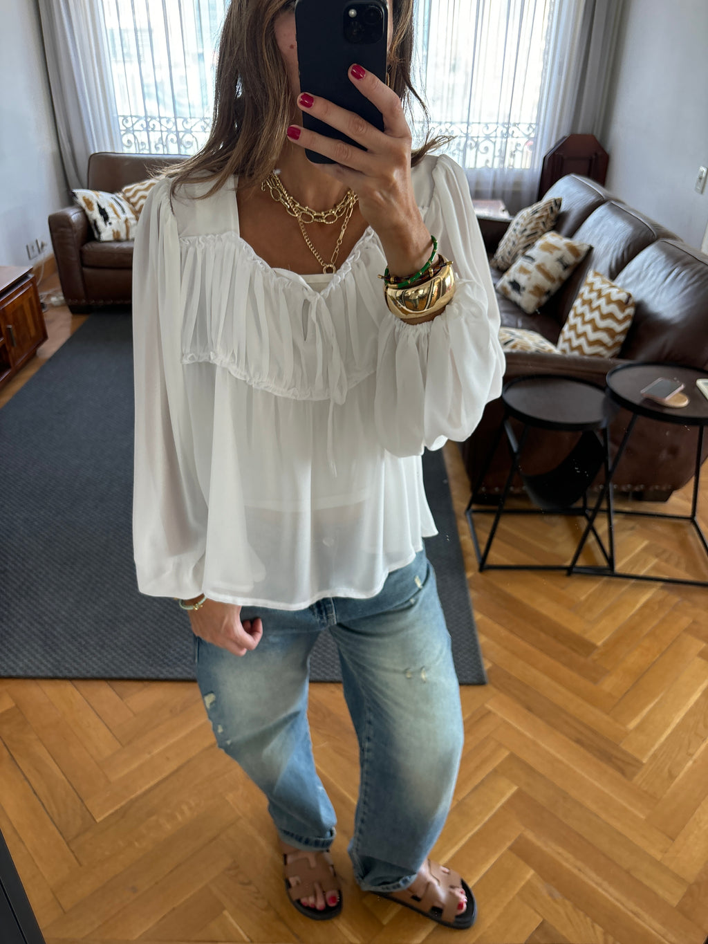White Romantic Tie Blouse