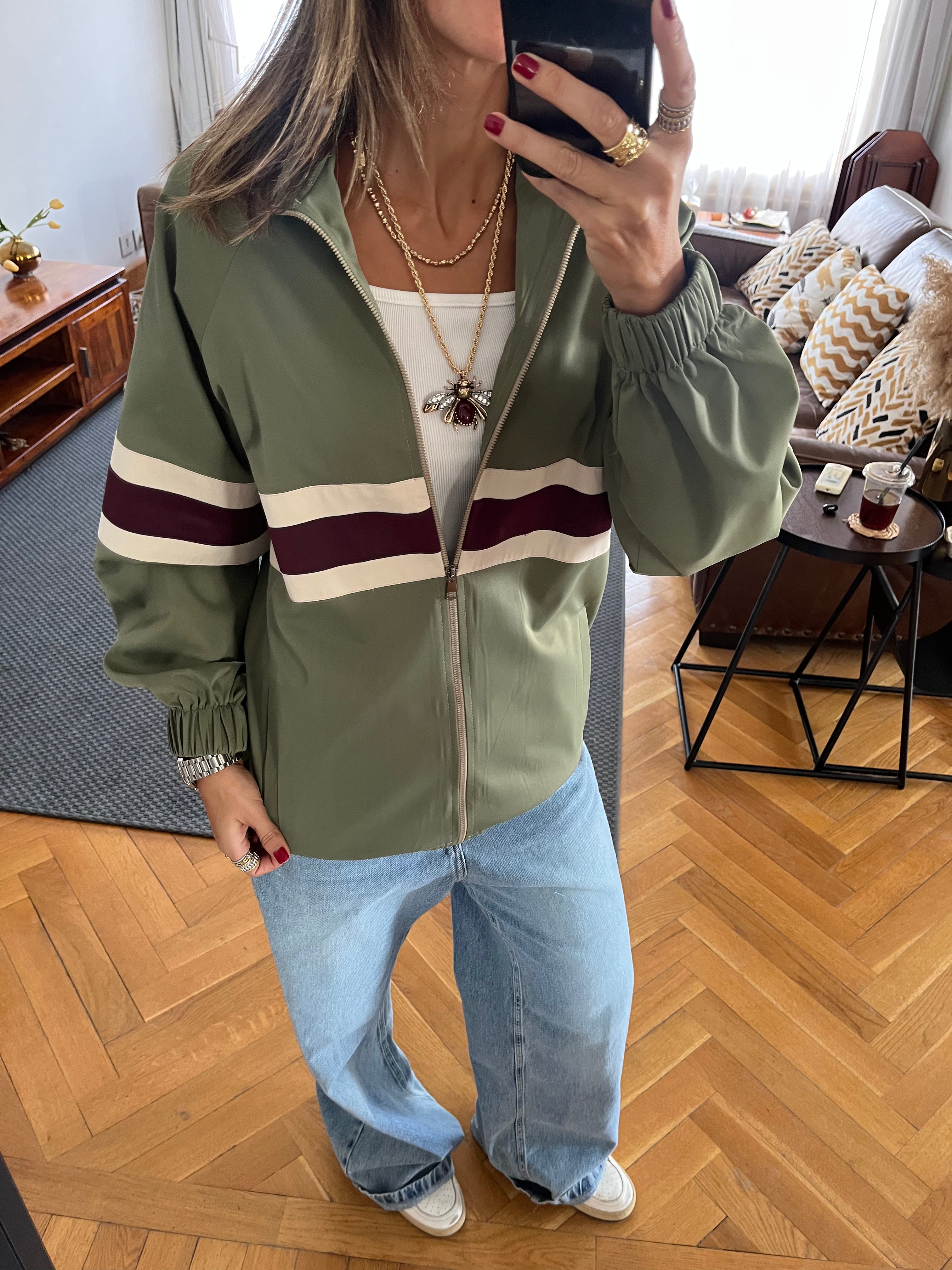 Olive Retro Waterproof Jacket