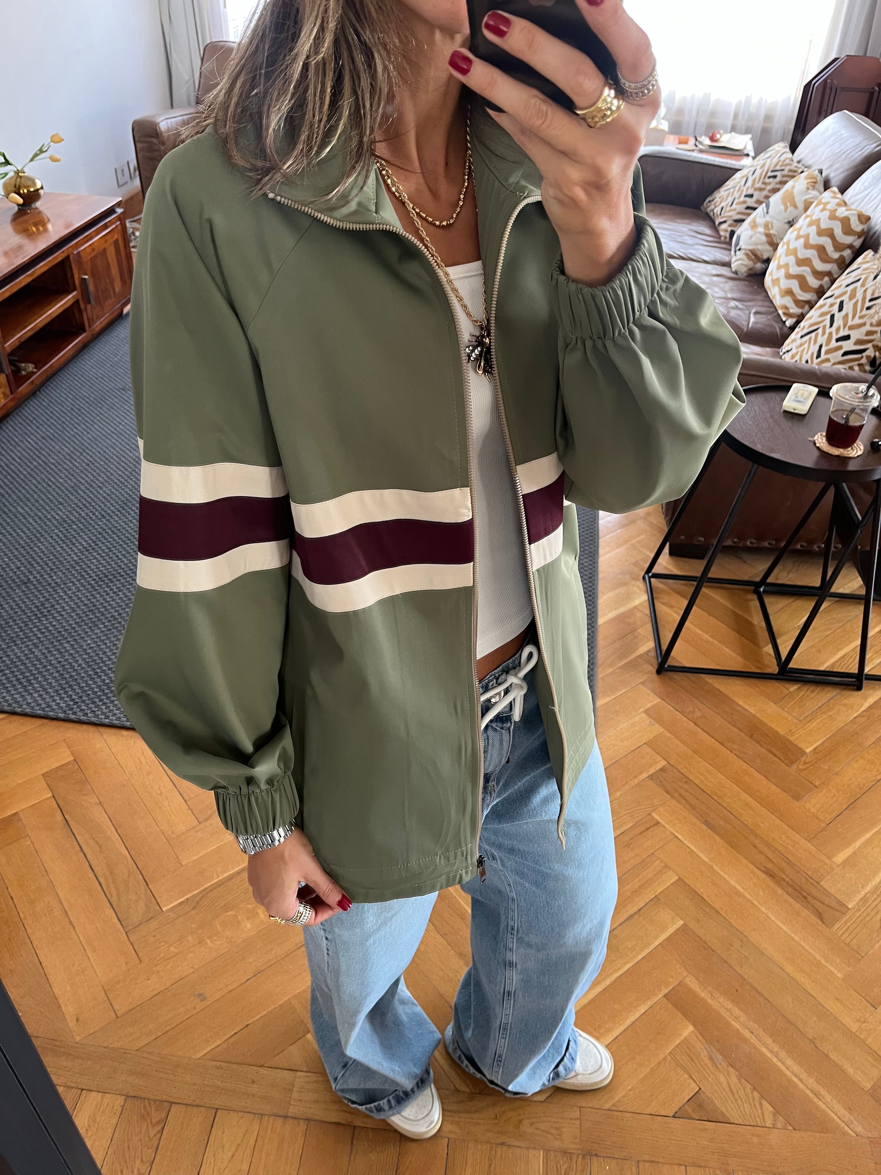 Olive Retro Waterproof Jacket