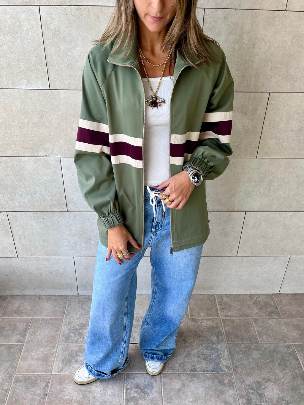 Olive Retro Waterproof Jacket