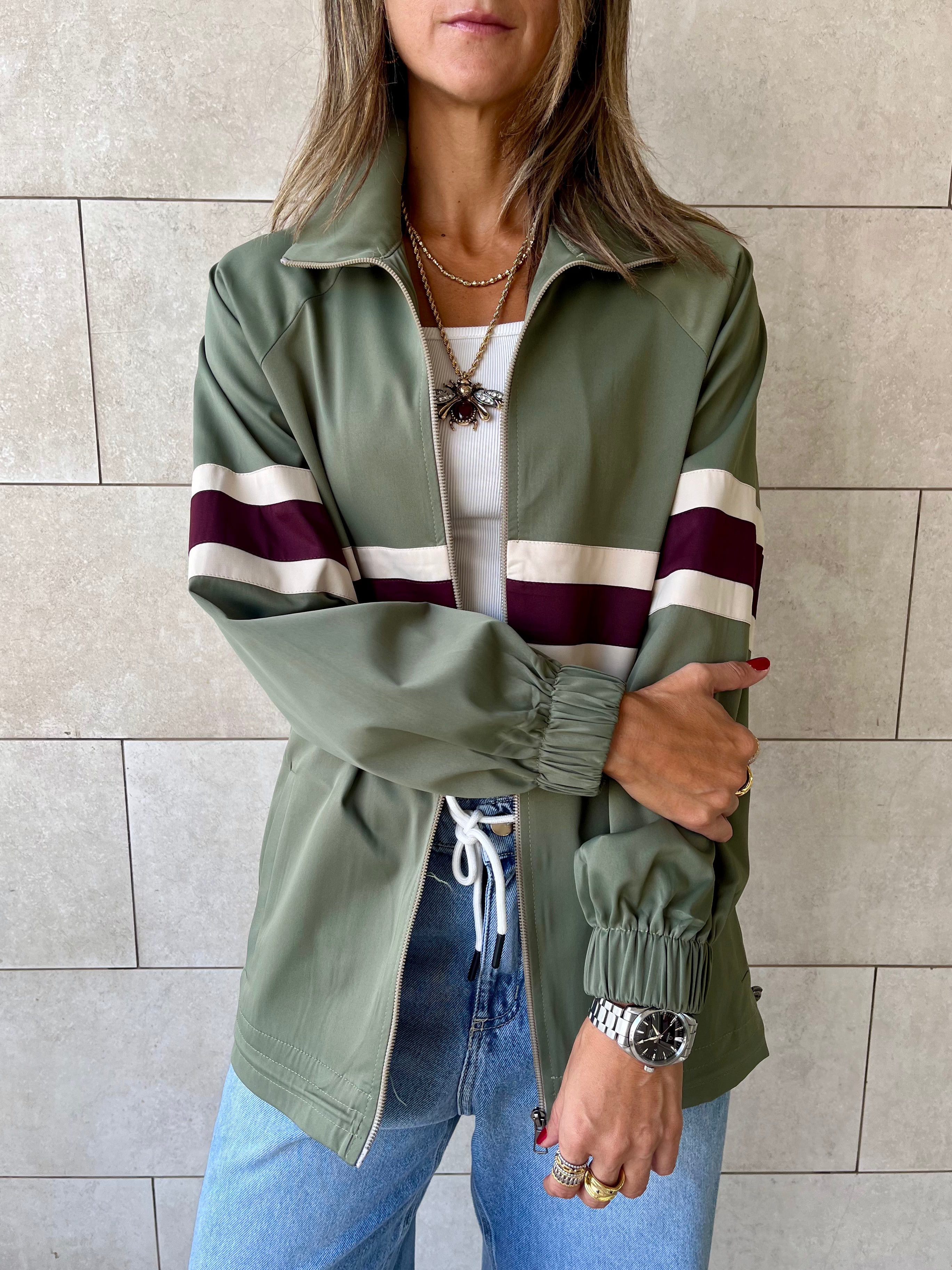 Olive Retro Waterproof Jacket