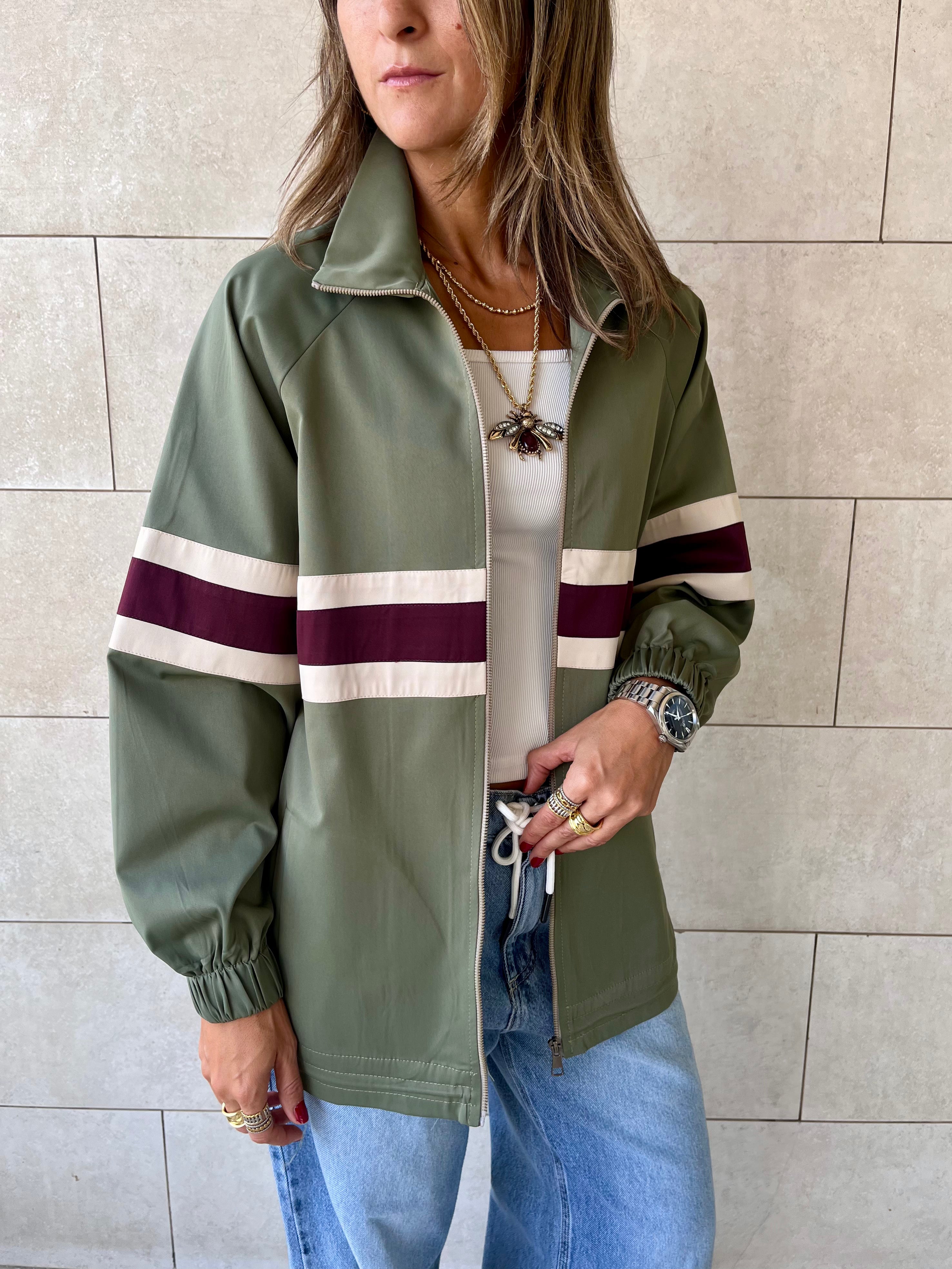 Olive Retro Waterproof Jacket
