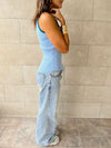 Baby Blue 101 interknit Colorblock Top