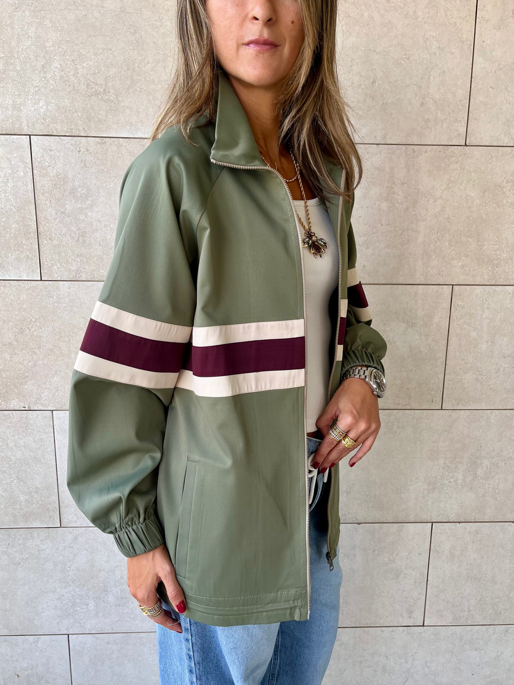 Olive Retro Waterproof Jacket