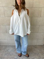 PREORDER White Cut Out Shoulder Shirt