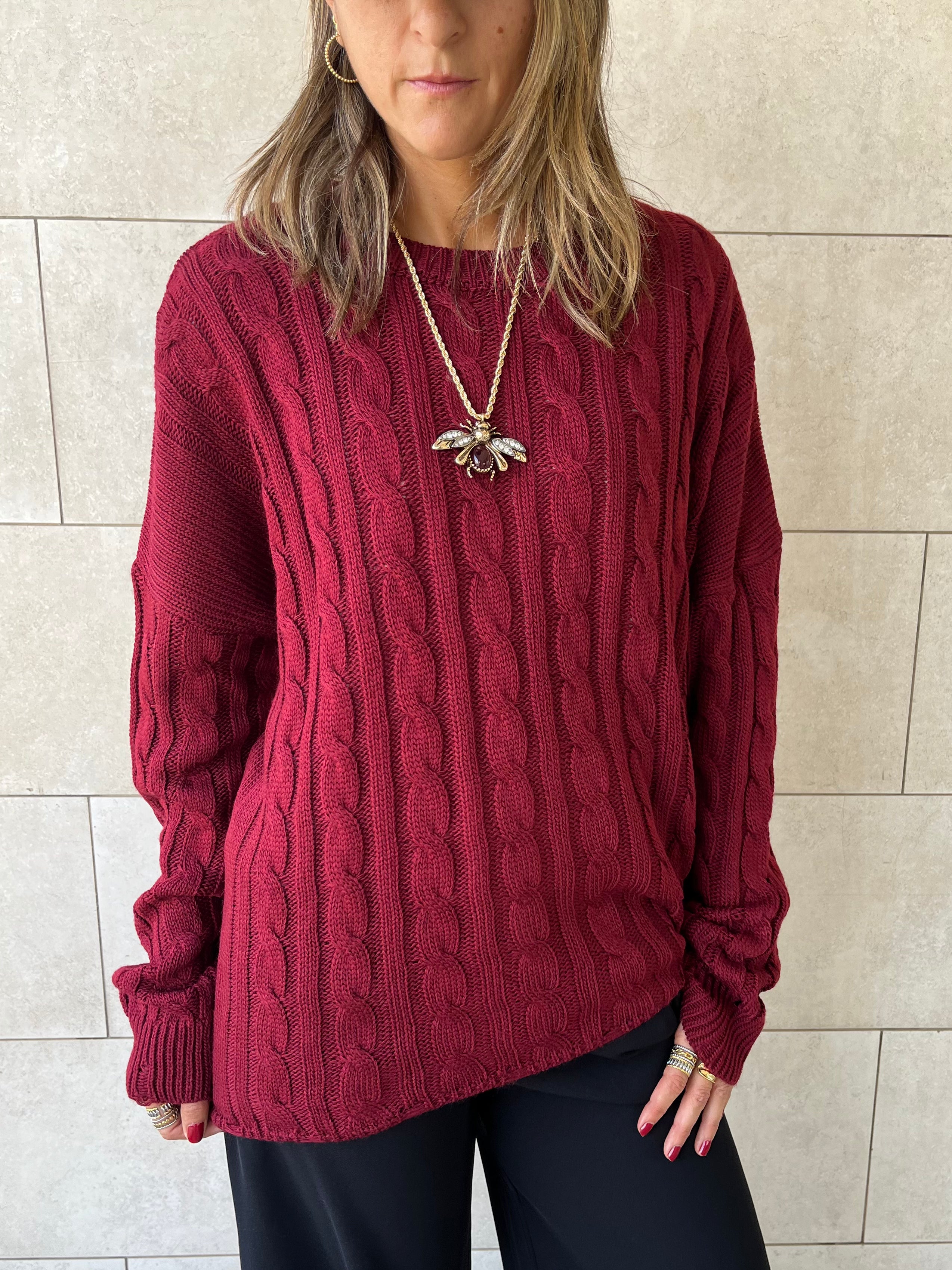Burgundy Cableknit Pullover