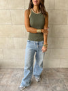 Olive 101 interknit Colorblock Top