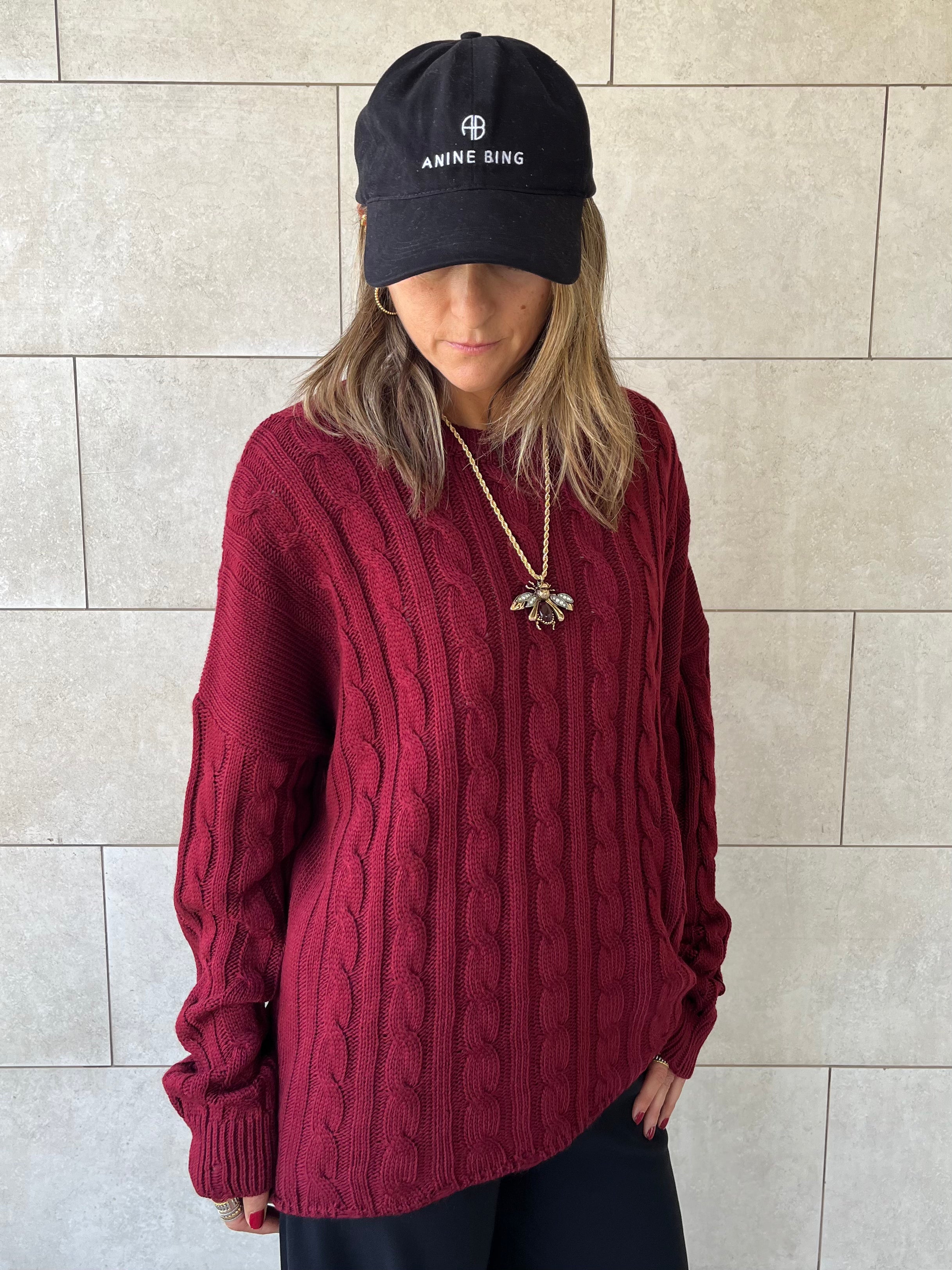 Burgundy Cableknit Pullover