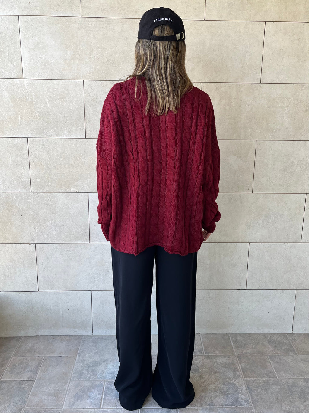 Burgundy Cableknit Pullover