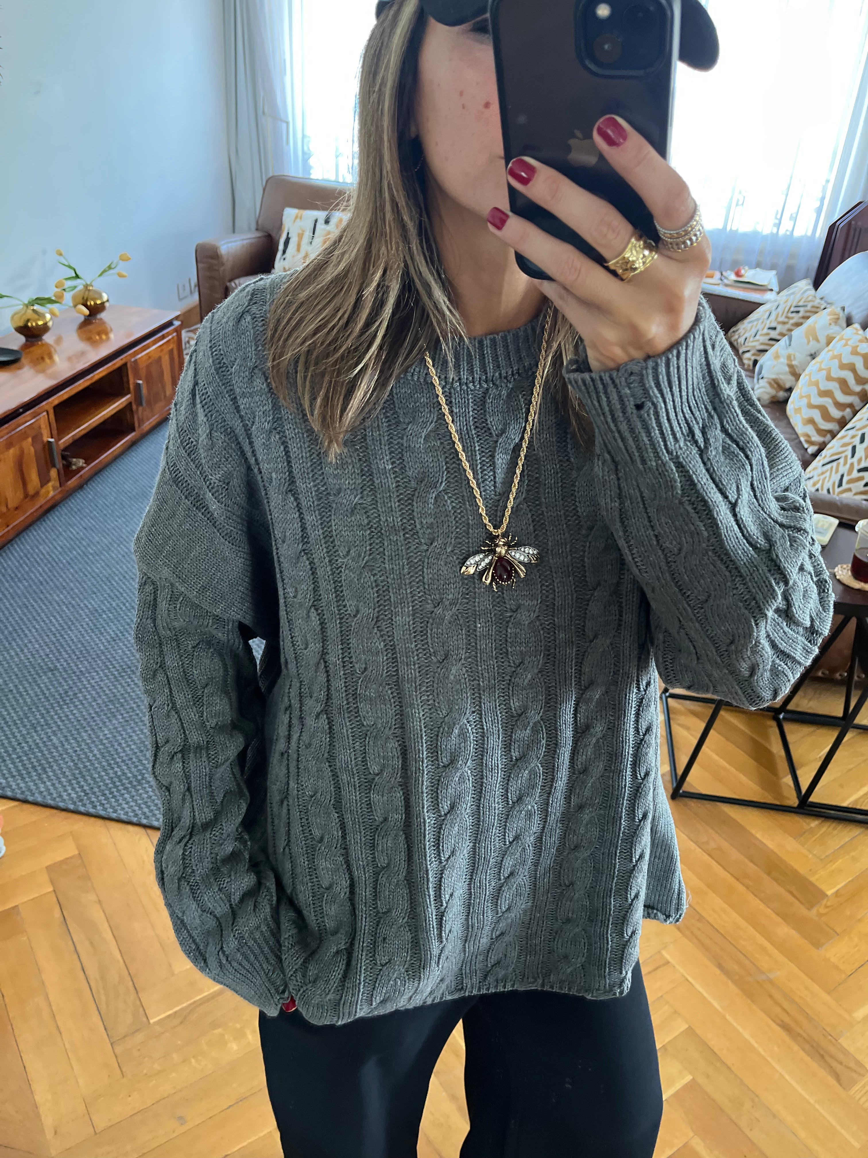 Grey Cableknit Pullover