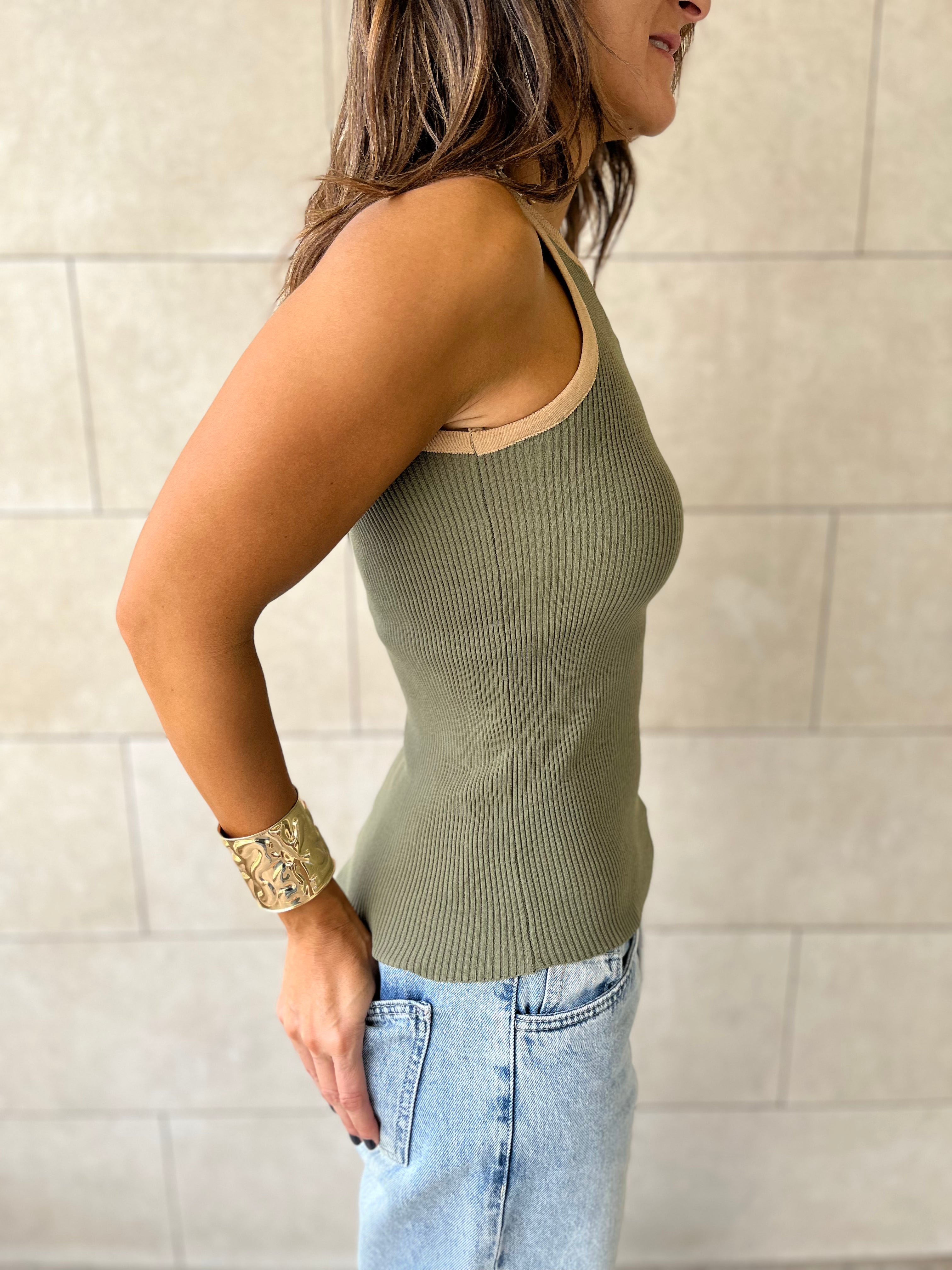 Olive 101 interknit Colorblock Top