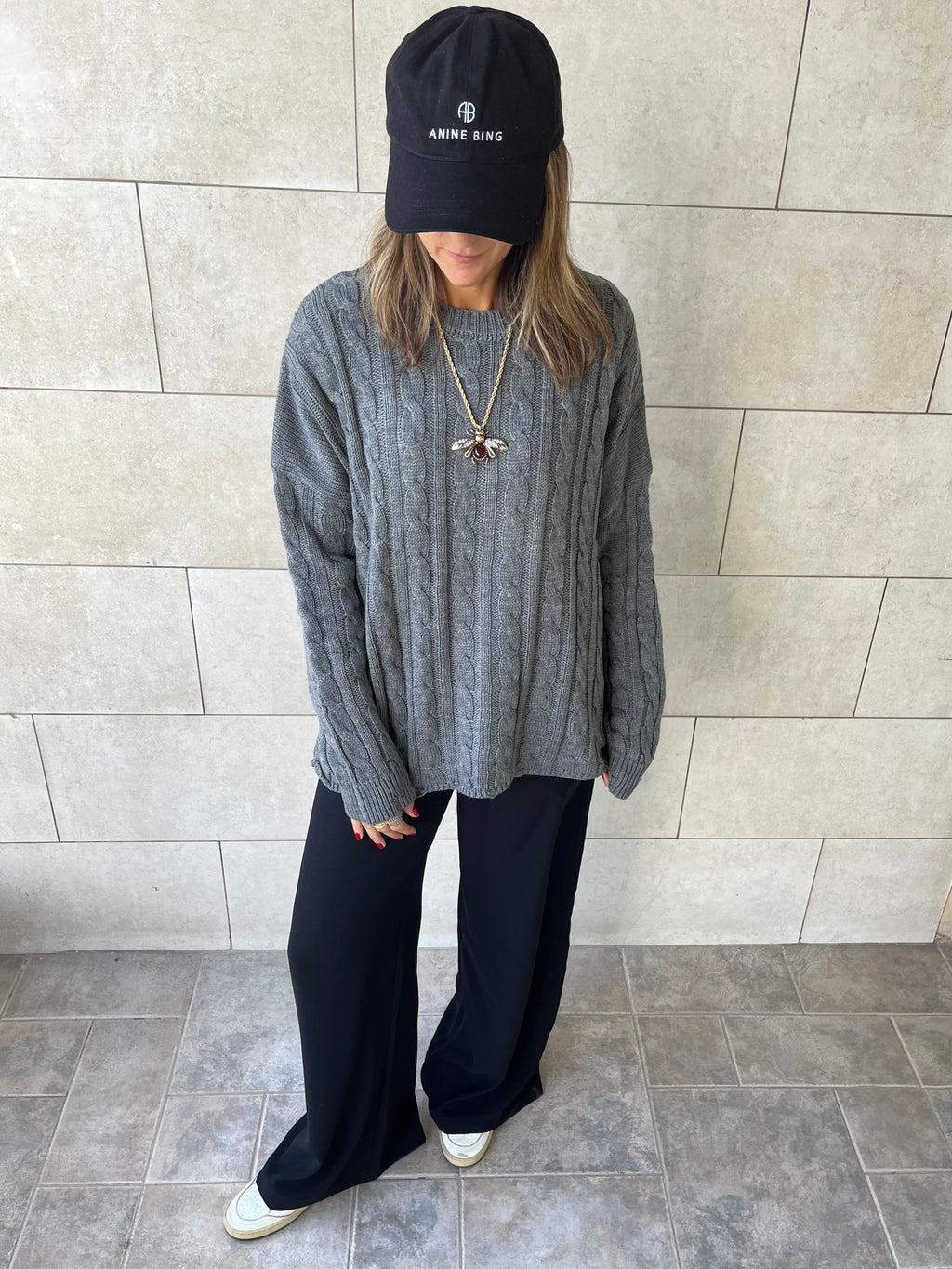 Grey Cableknit Pullover