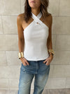 White Criss Cross Tank Top