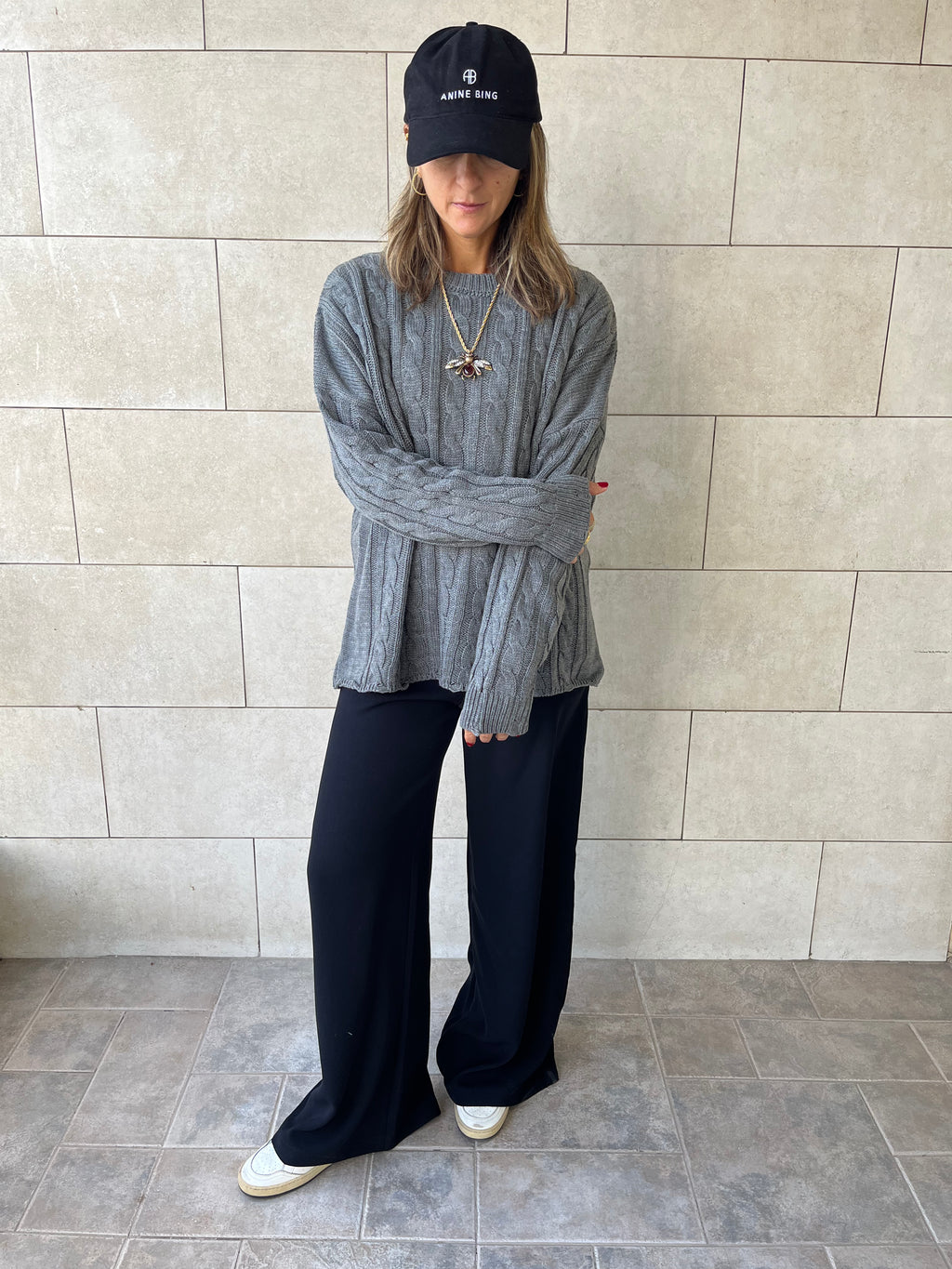 Grey Cableknit Pullover